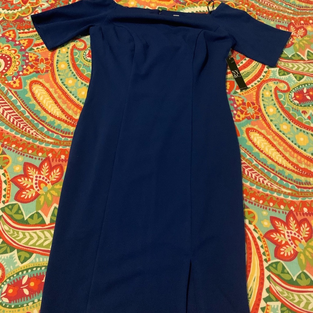 New York and Co midi blue dress.